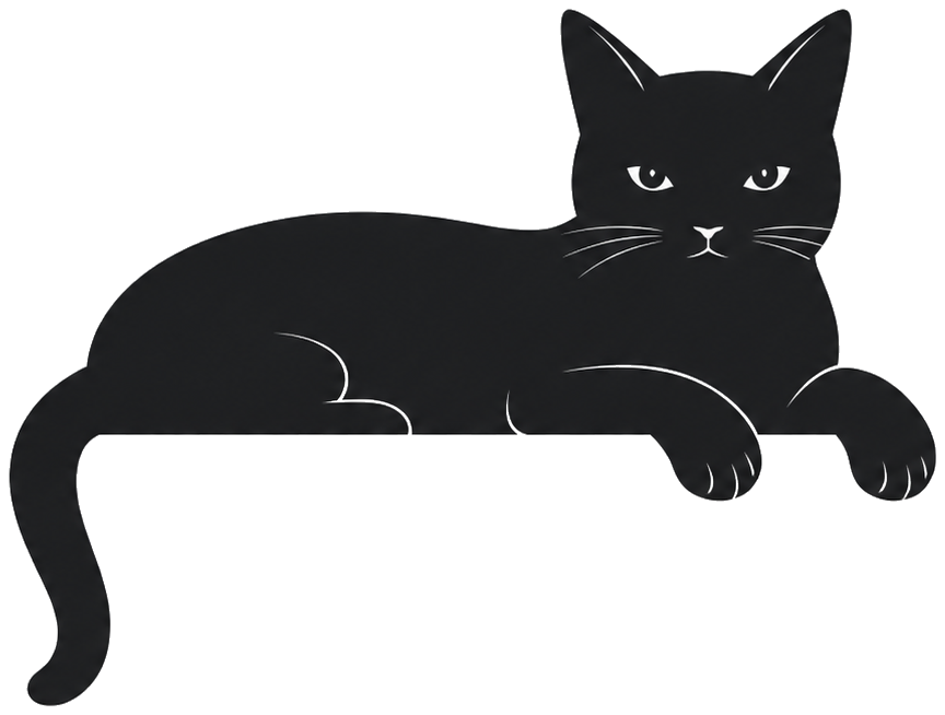 趴在便签顶部的黑猫伴宠
